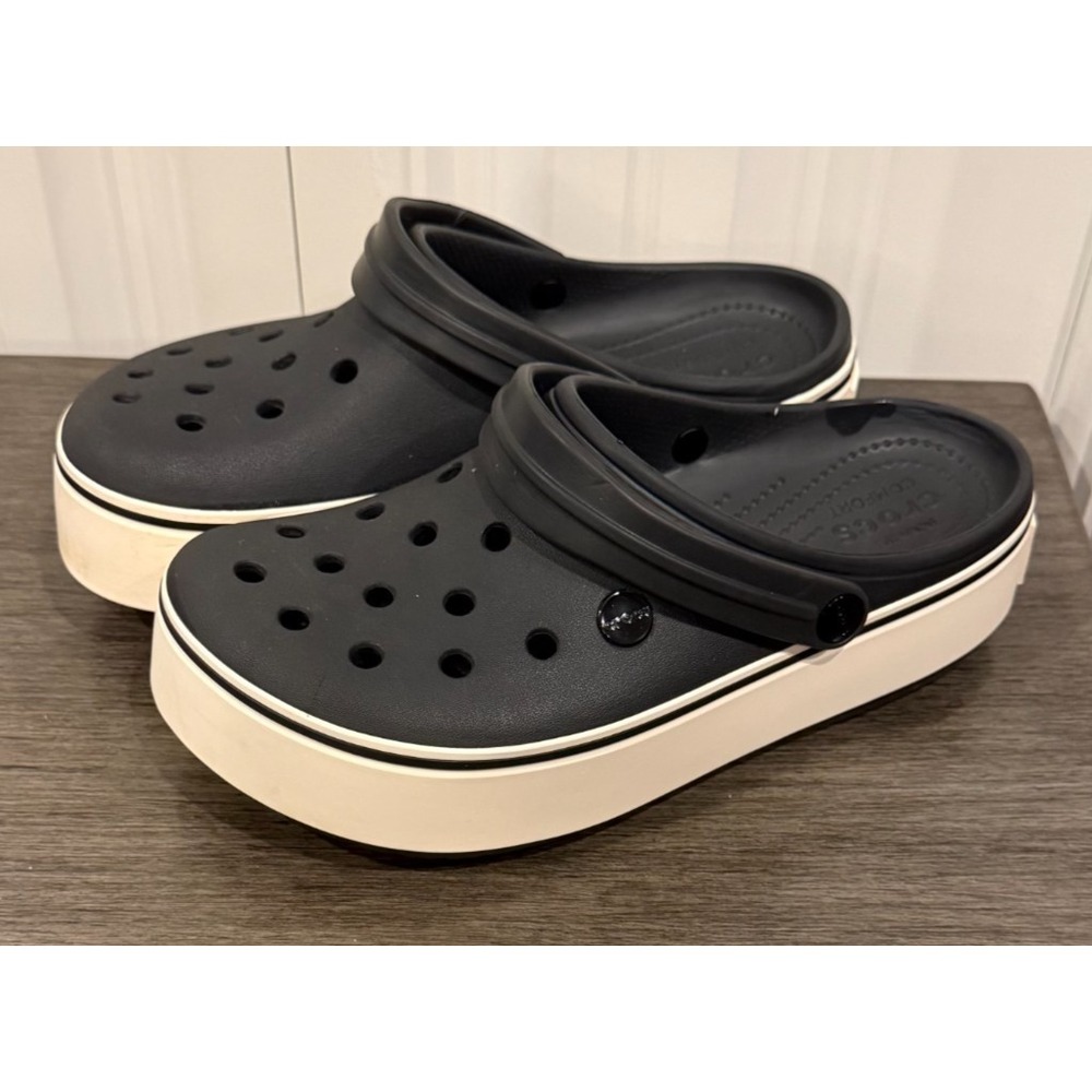 Mens Crocs Crocband II Clogs Sandals Black White Mens 7 Women's 9 - 11989-060